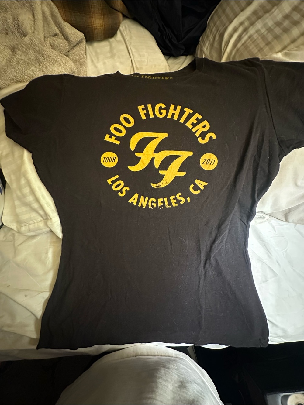 Women's Black Short Sleeve Tee with Yellow Logo